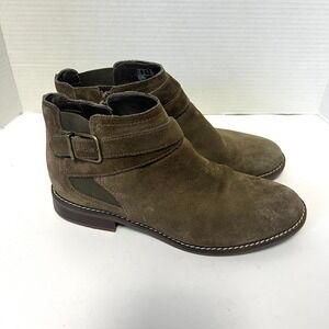 Clarks Collection Women's 9 Brown Suede Ankle Boots Buckle Zipper Office Career